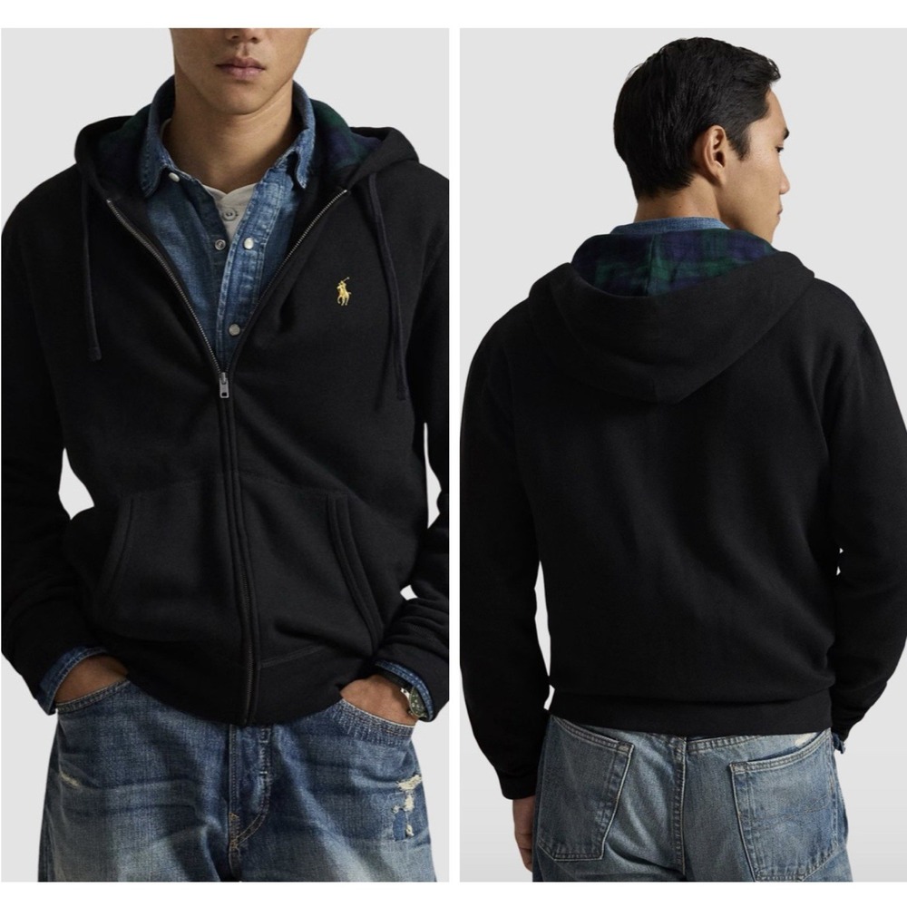 NWT Polo Ralph Lauren The RL Fleece Full-Zip Black Hoodie Men's Sz 2XL